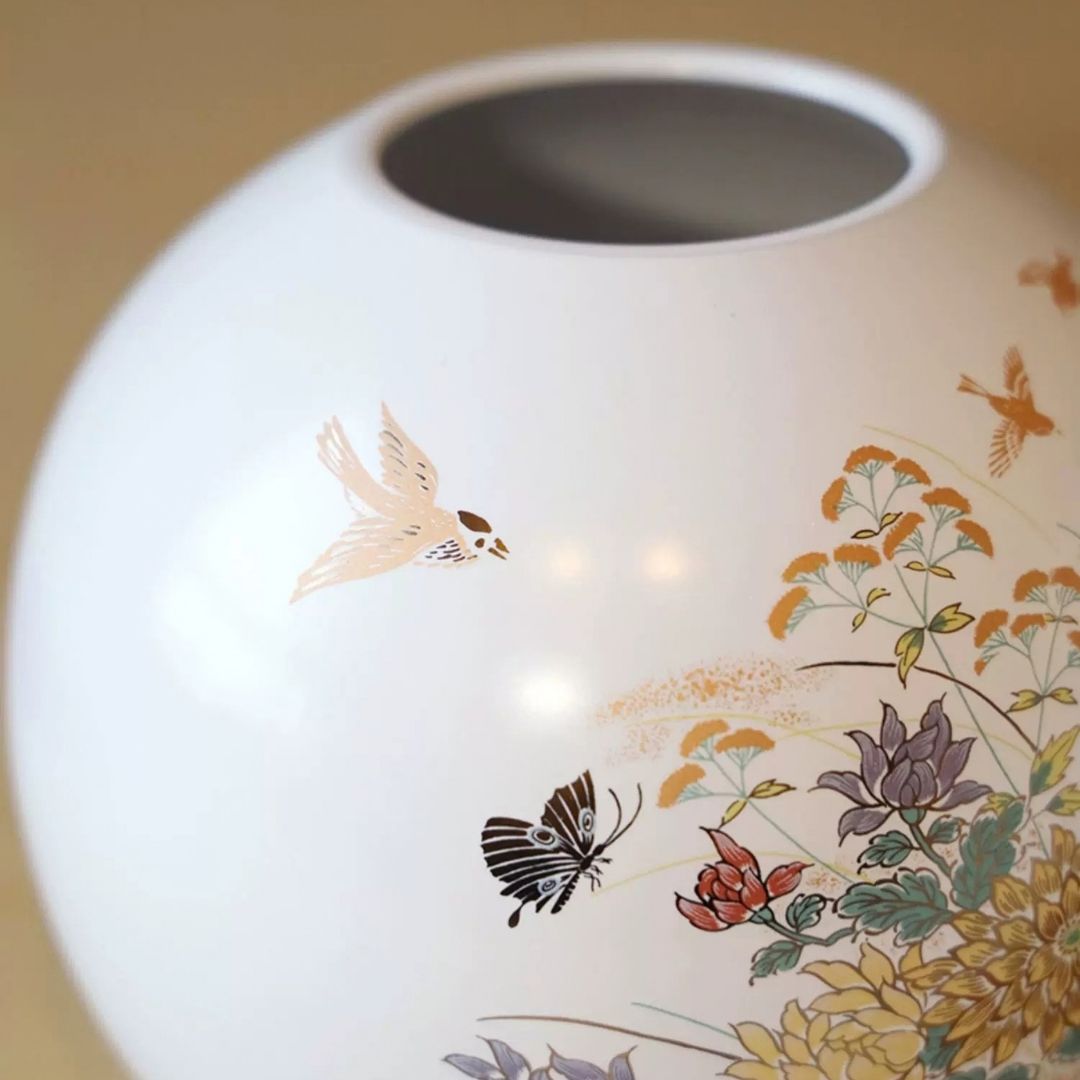 Kutani Retro Bird Auspicious Large Flower Vase
