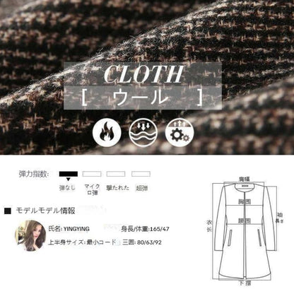 冬にぴったりのミドル丈チェック柄ウールコート