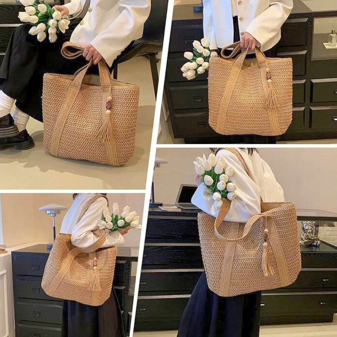 Large Capacity Straw Shoulder Bag