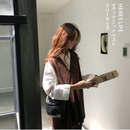 Japanese-style V-Neck Knit Vest