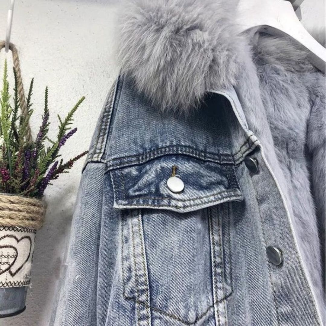 Japanese-Style Loose Fit Fleece-Lined Denim Jacket