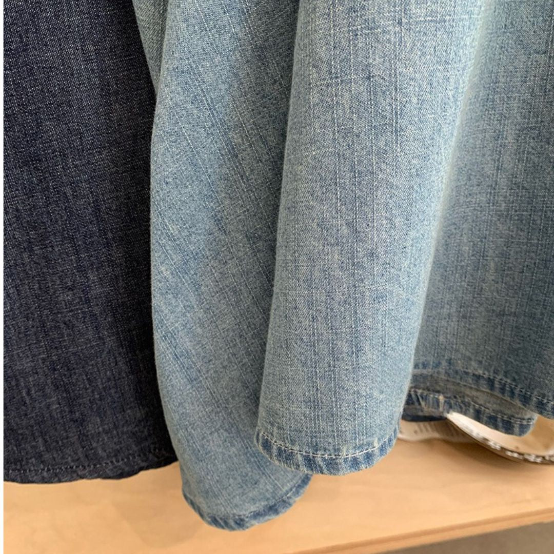 V Neck Lightweight Vintage Denim Dress