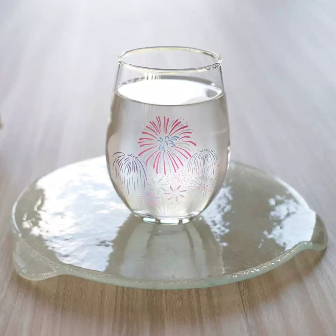 Japanese Cooling Fireworks Crystal Glass — Pair
