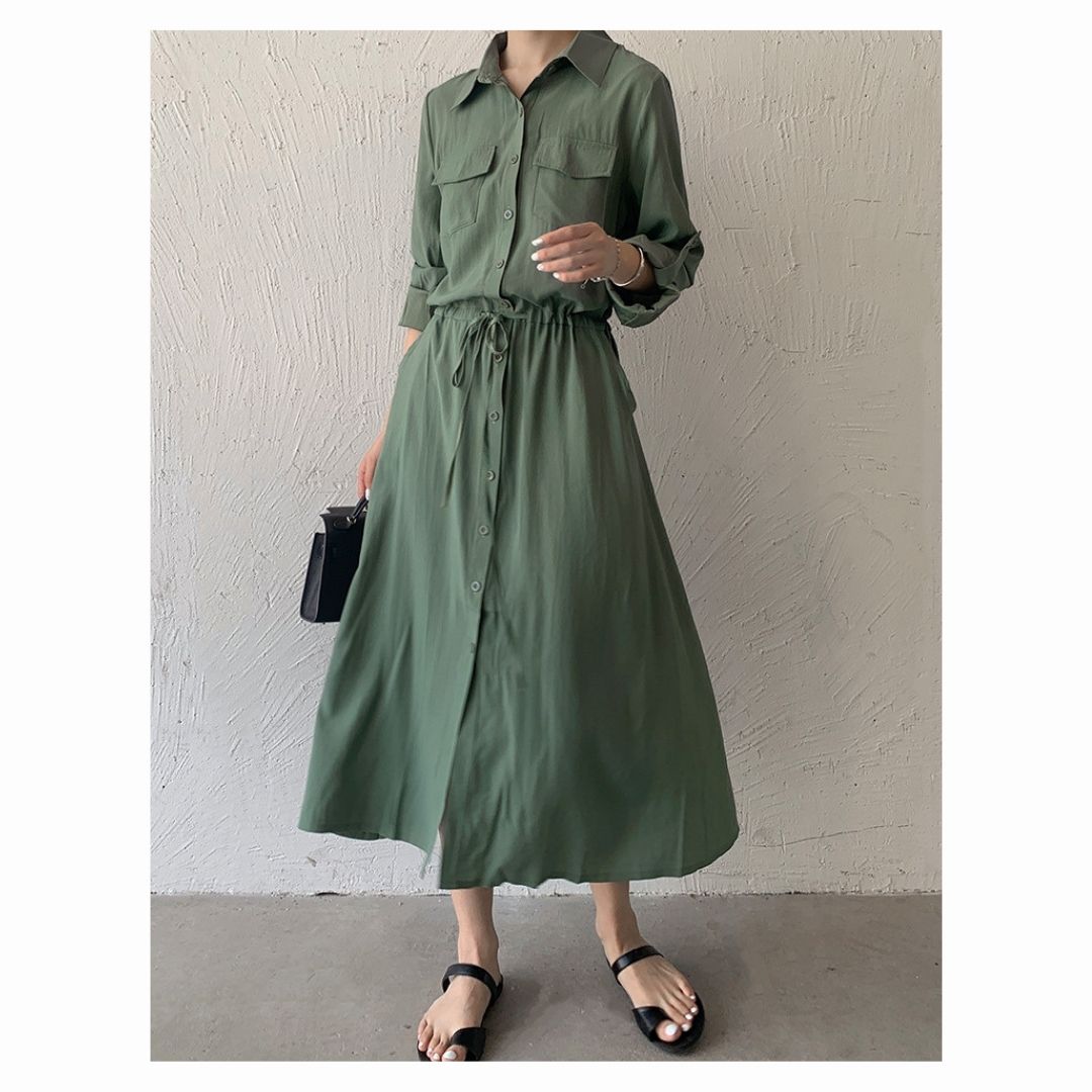 Minimalist Versatile Cinch Waist Maxi Dress