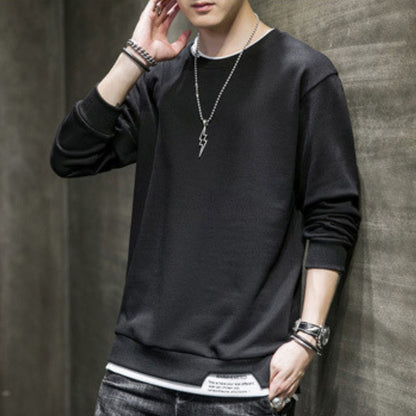 Men's Round-Neck Faux-Layered Sweatshirt