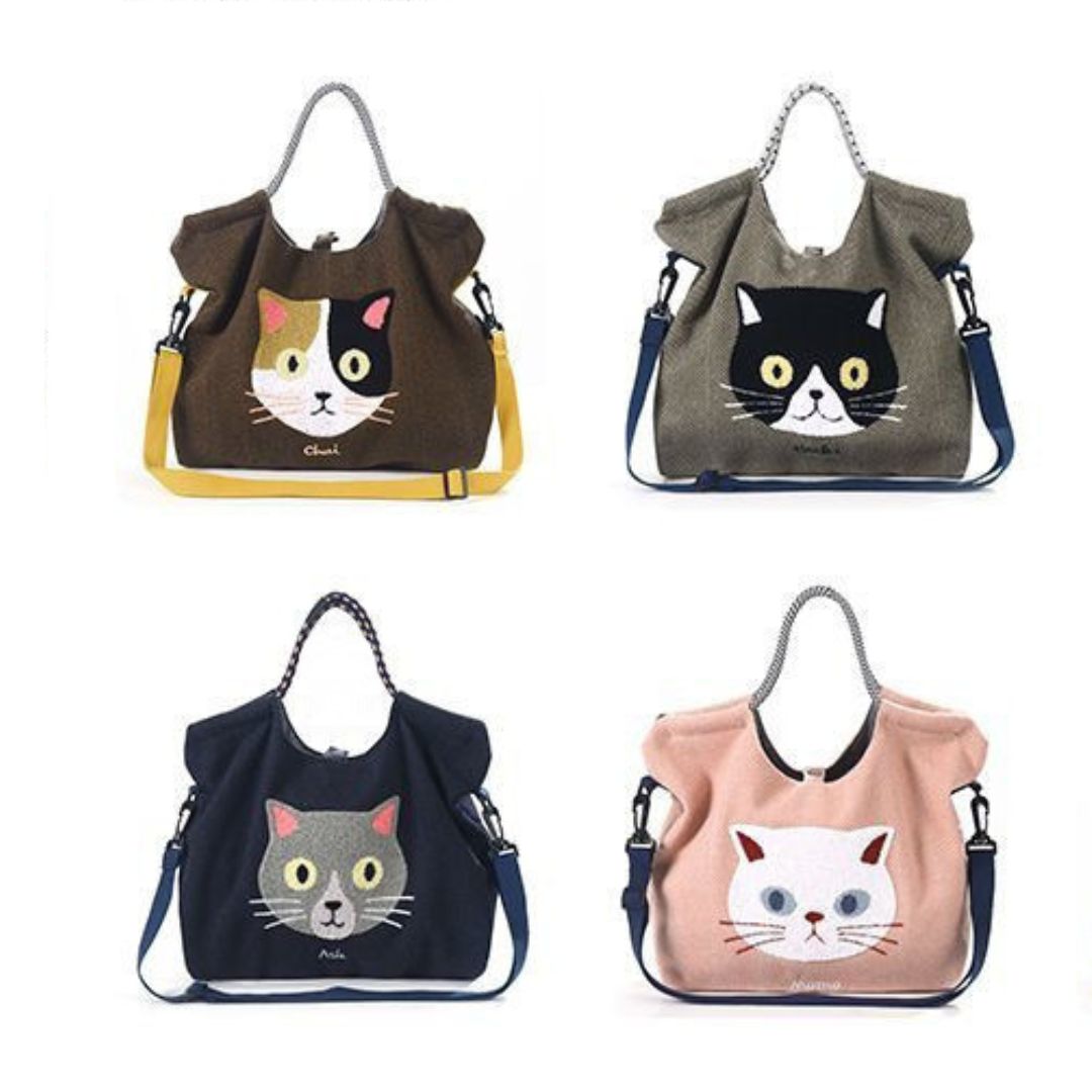 Japanese Cat-Themed Large Capacity Shoulder Bag
