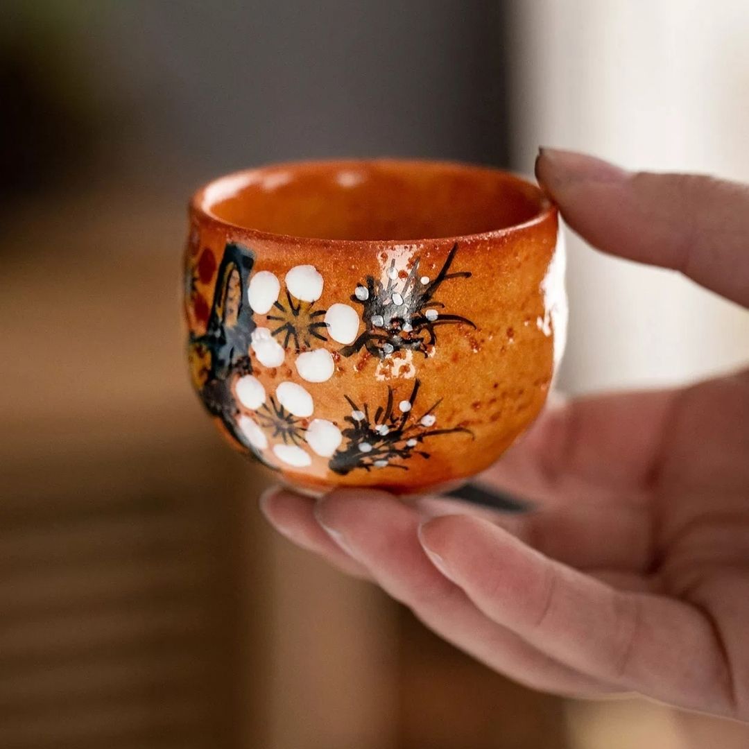Kutani Five Grasses Floral Teacup Gift Set