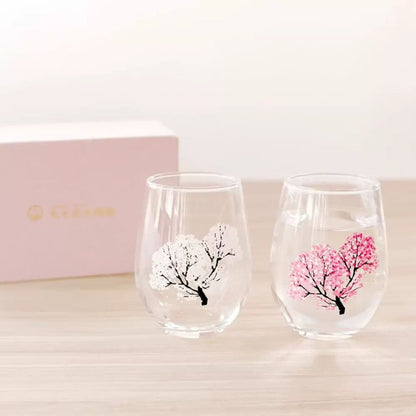 日本冷感櫻花水晶玻璃杯(一對)