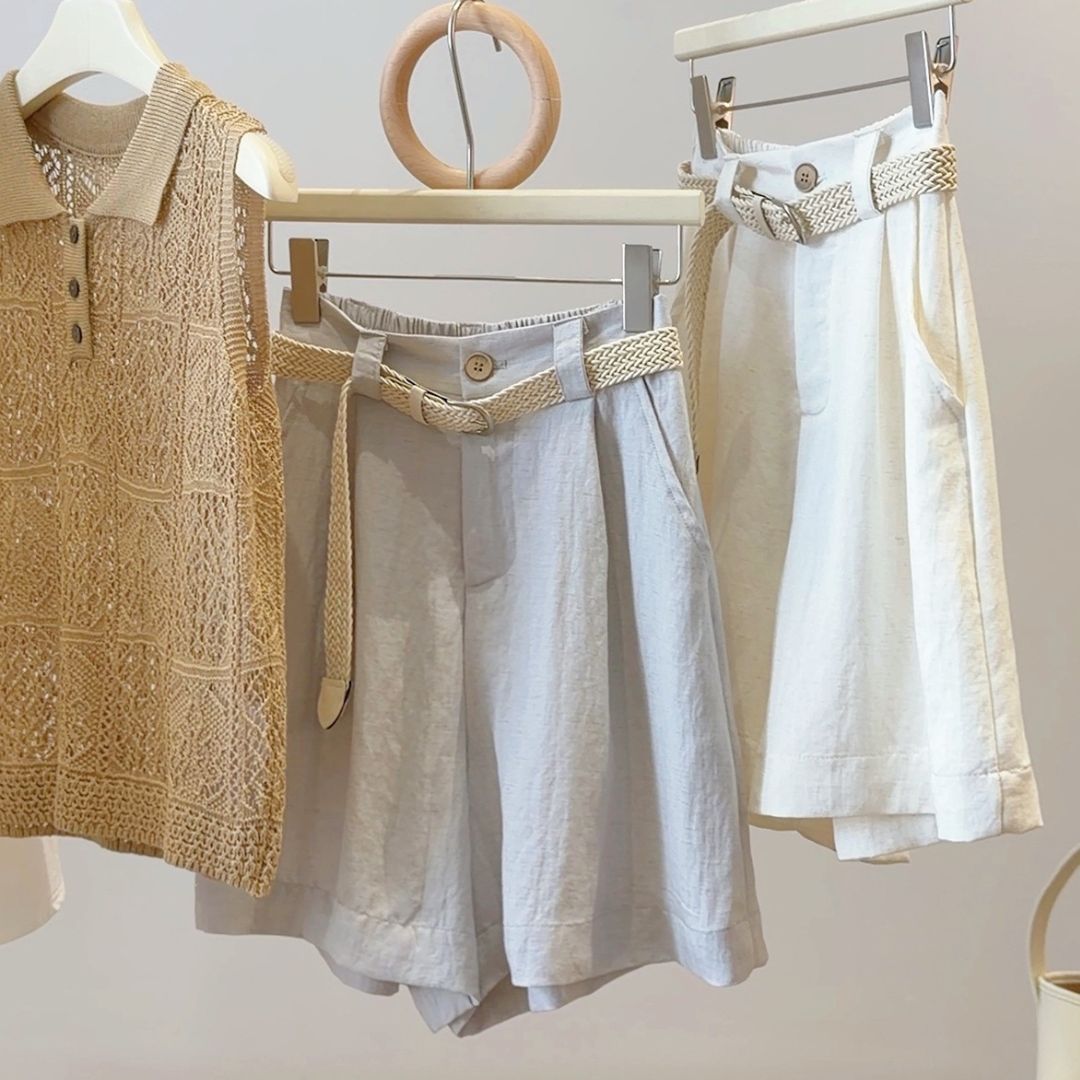 Cotton Linen Wide Leg A Line Shorts