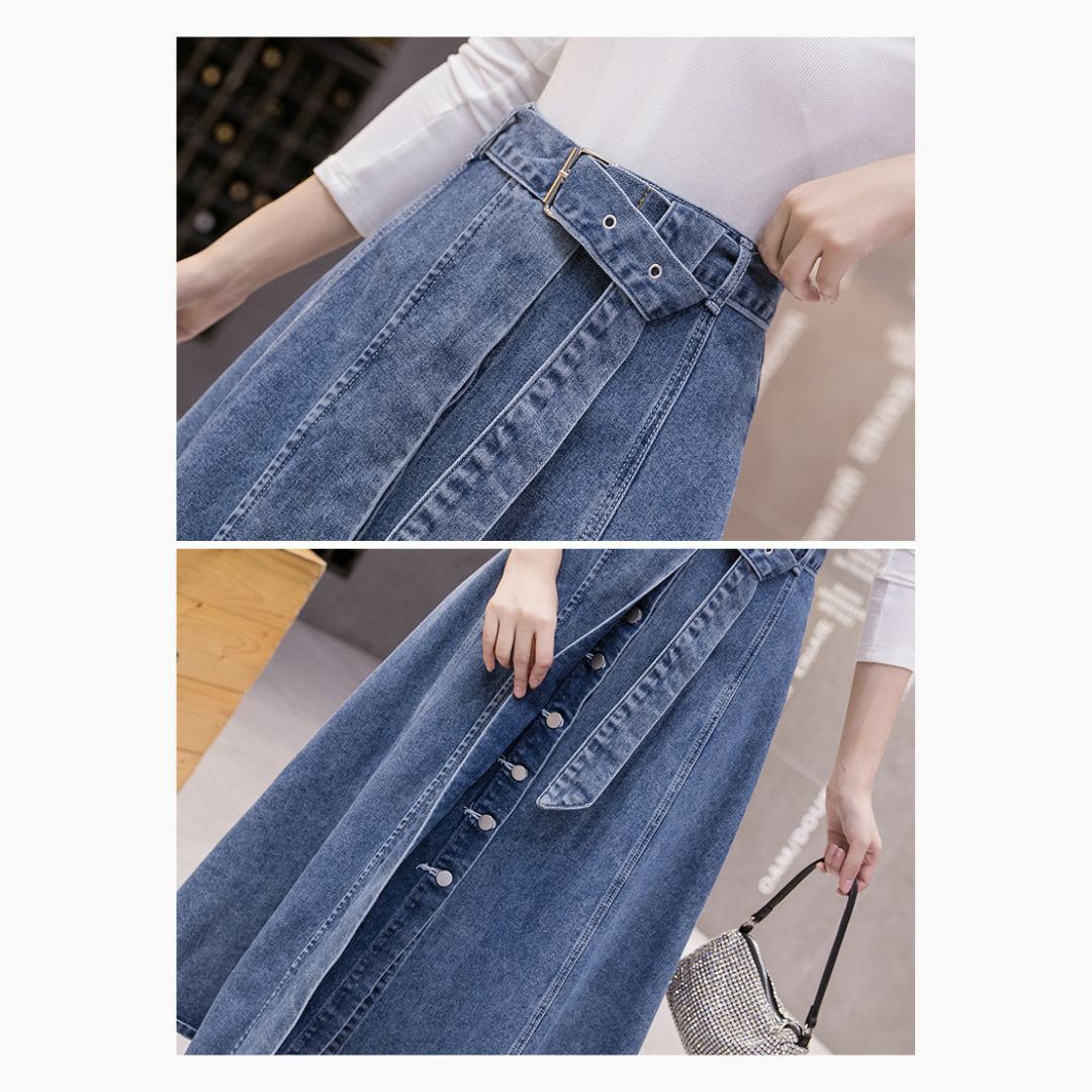 New High-Waisted Denim Skirt