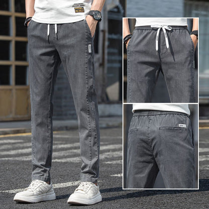 Silky Straight-Leg Faux Denim Trousers