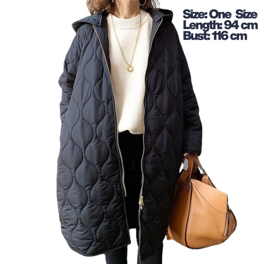 Diamond-Pattern Hooded Cotton Jacket