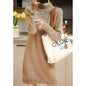 Loose-Fit Half-Turtleneck Knit Dress