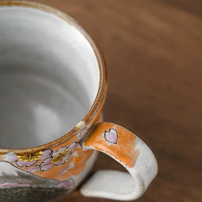 Kutani Ware Spring & Autumn Mount Fuji Pair Cups (Pair)