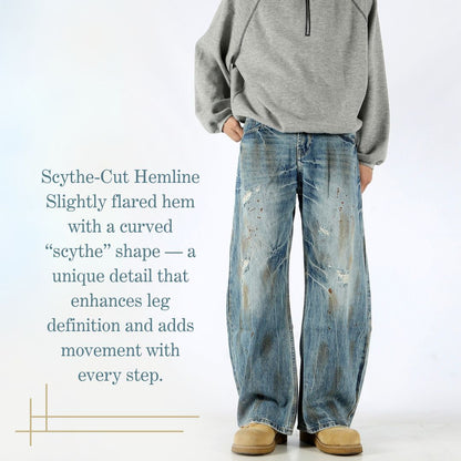Vintage Straight-Leg Ripped Jeans