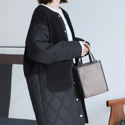 Japanese-Style Cotton Blend Mid-Length Jacket with Paneling
