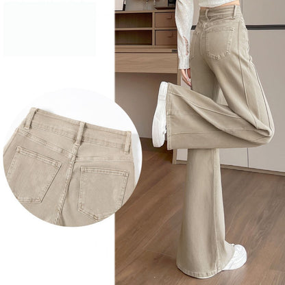 Milk Tea Color High Waist Stretch Flare Pants
