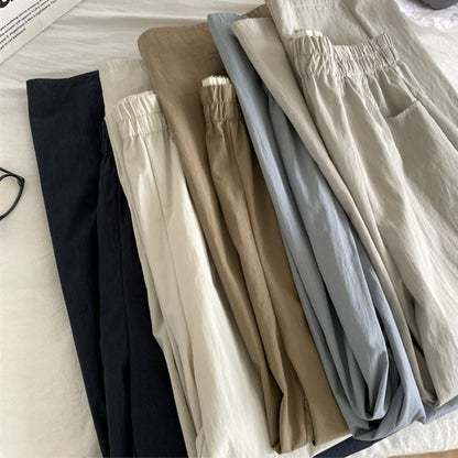 Japanese-Style Vintage Straight-Leg Wide-Cut Cropped Pants