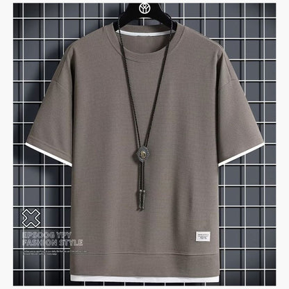 フェイクツーピースクルーネックTシャツ（最低2枚） 