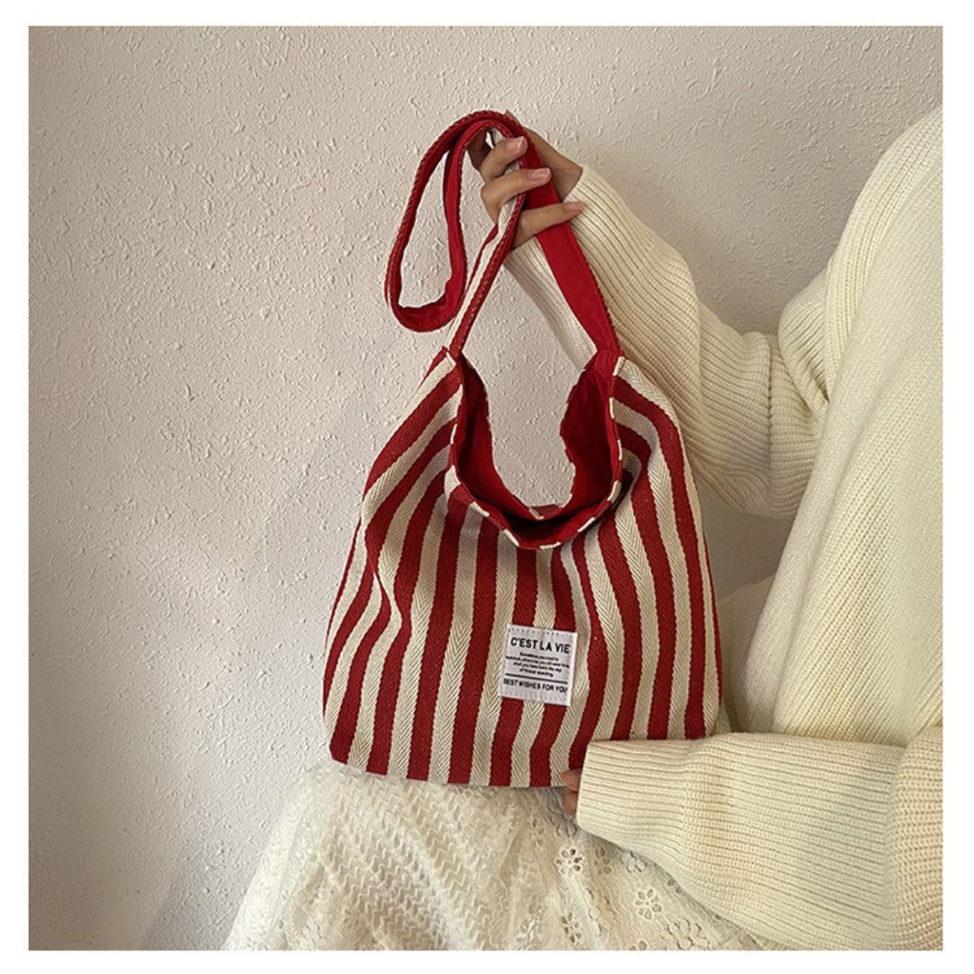 Large Capacity Striped Reversible Canvas Bag