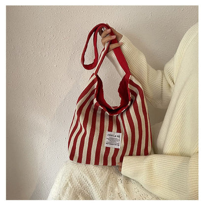 Large Capacity Striped Reversible Canvas Bag