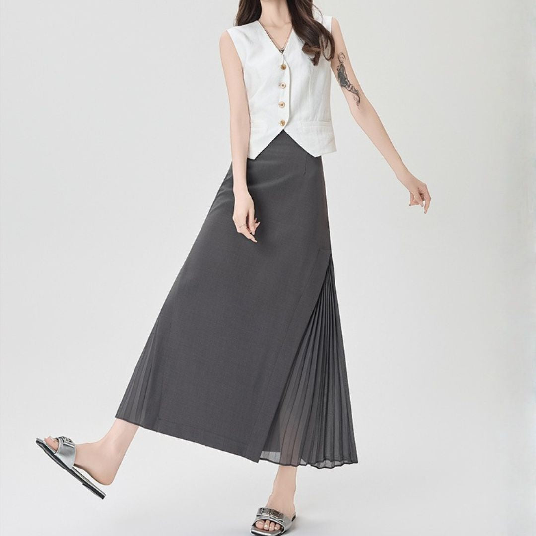 Chiffon Panel Blazer Skirt