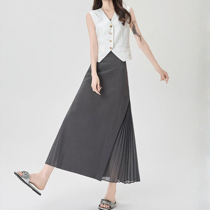 Chiffon Panel Blazer Skirt