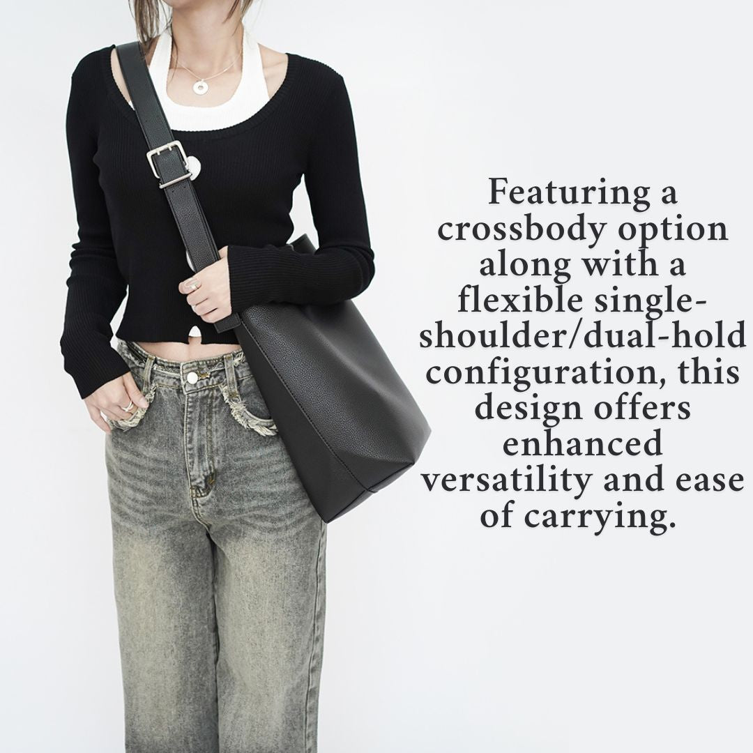 Solid Color Minimalist Large-Capacity Bucket Bag