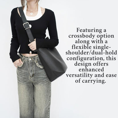Solid Color Minimalist Large-Capacity Bucket Bag