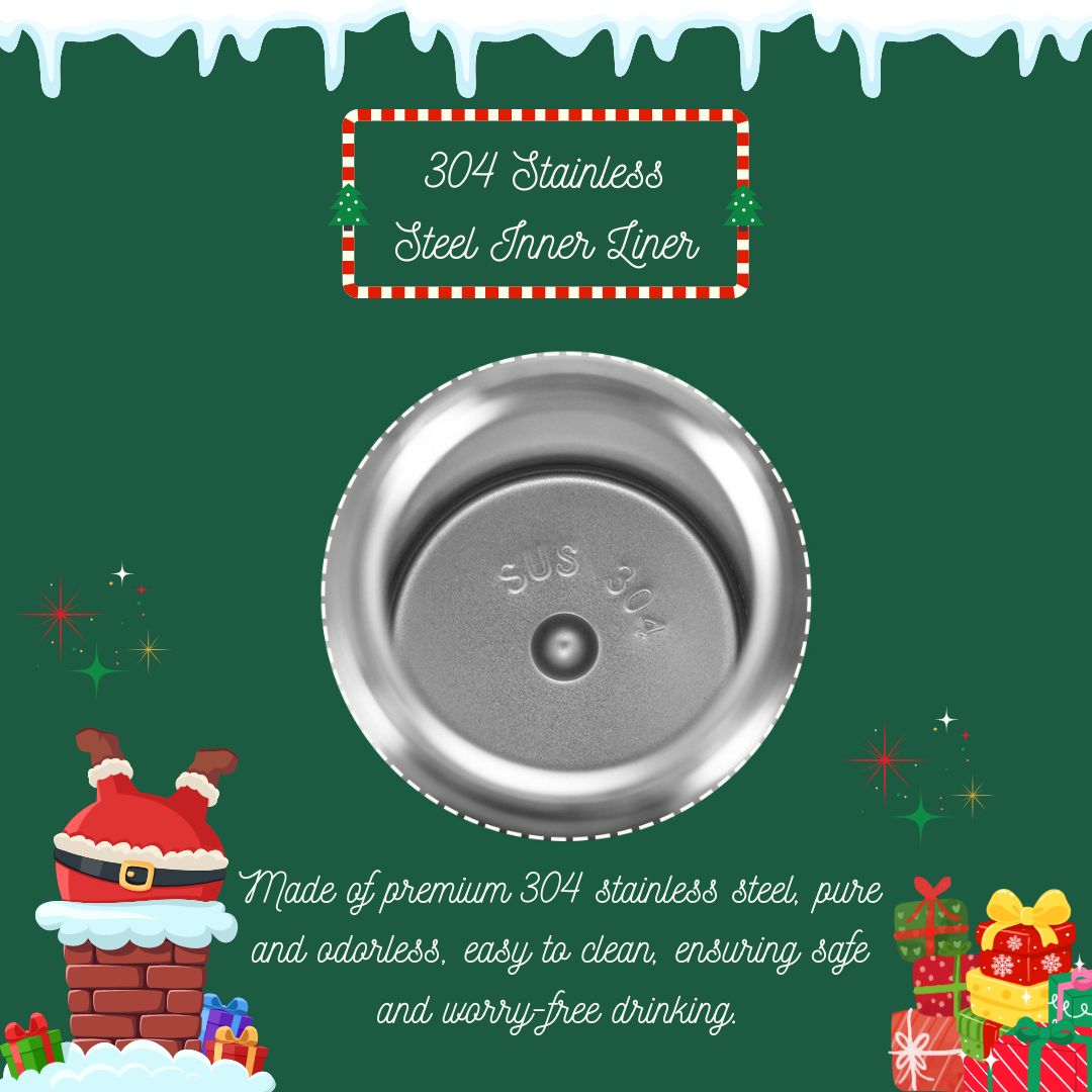 Christmas-themed Insulated Tumbler with Straw