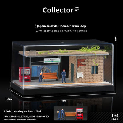 1:64 日本の路面電車駅のシーンボックス