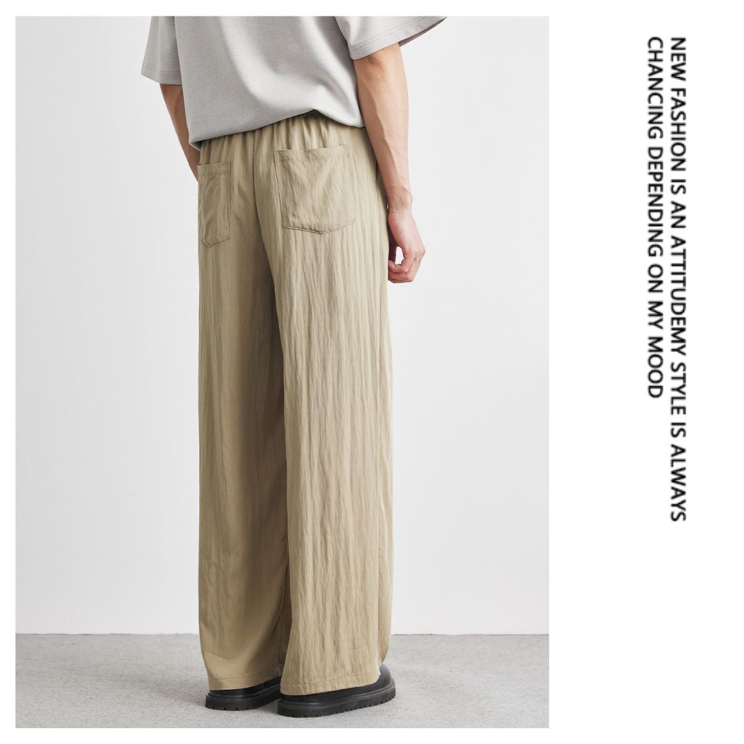 Draped Ice Silk Loose-Fit Casual Pants