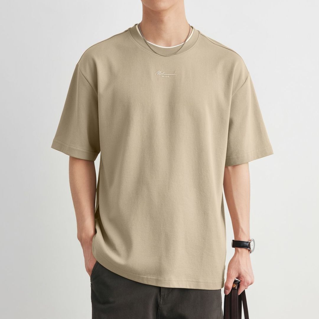 コントラストエッジレター刺繍Tシャツ