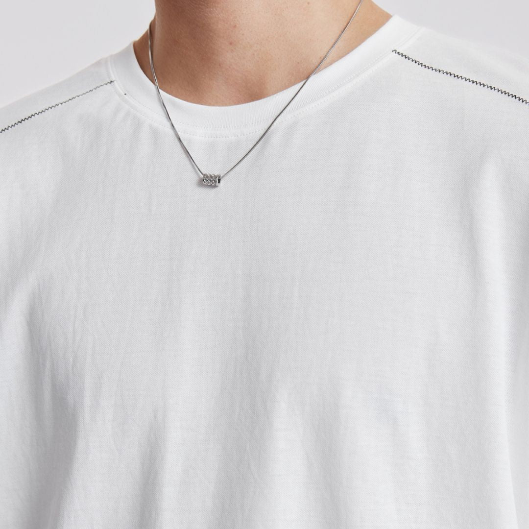 Simple Contrast Stitch Short Sleeve T Shirt