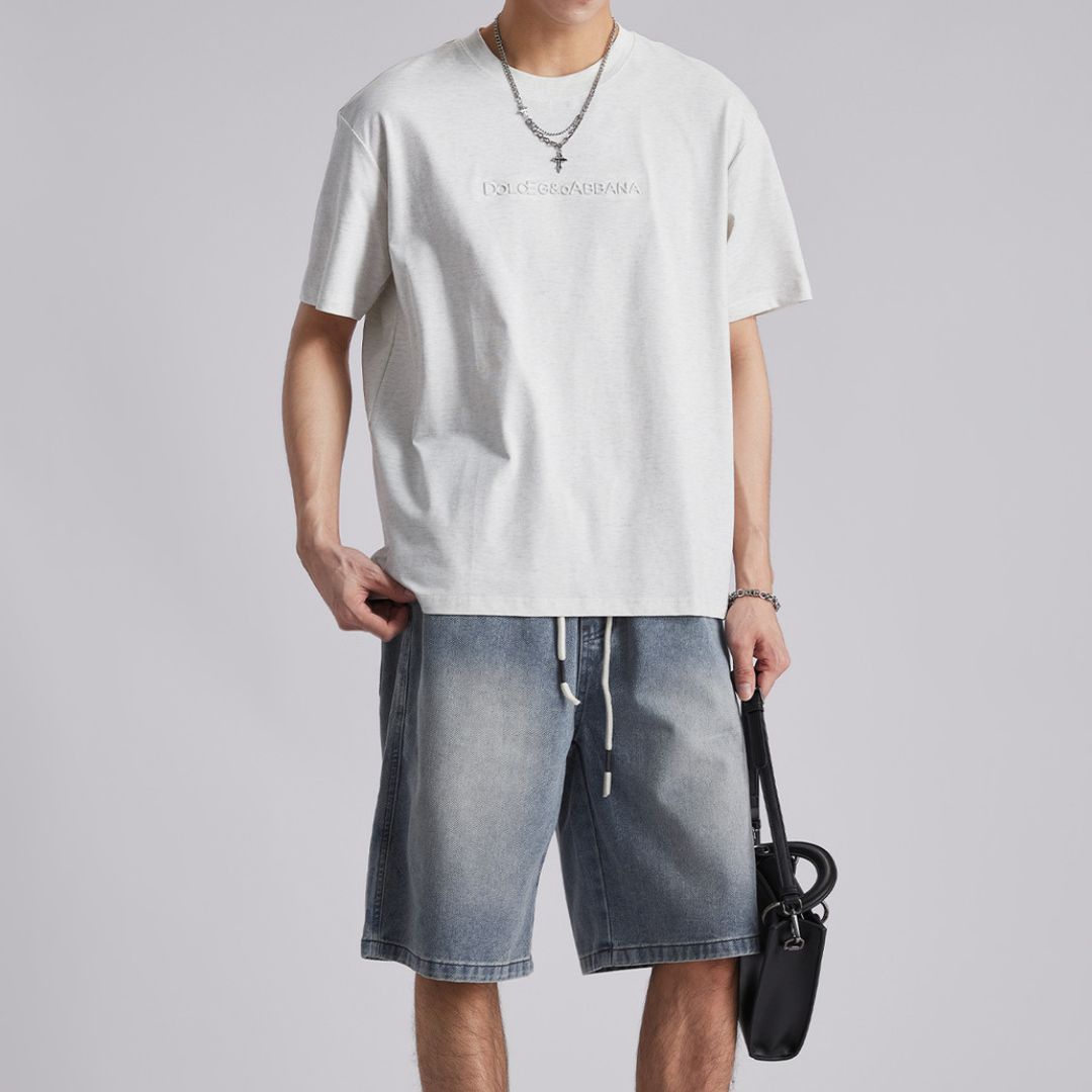 3DレタープリントカジュアルTシャツ