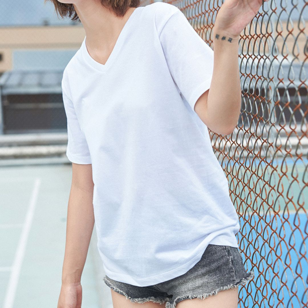250g Pure Cotton V-Neck Short Sleeve T-Shirt (Min. 2 pcs)