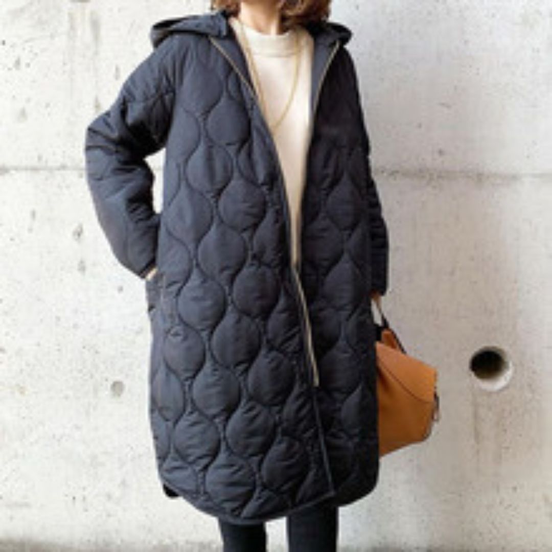 Diamond-Pattern Hooded Cotton Jacket