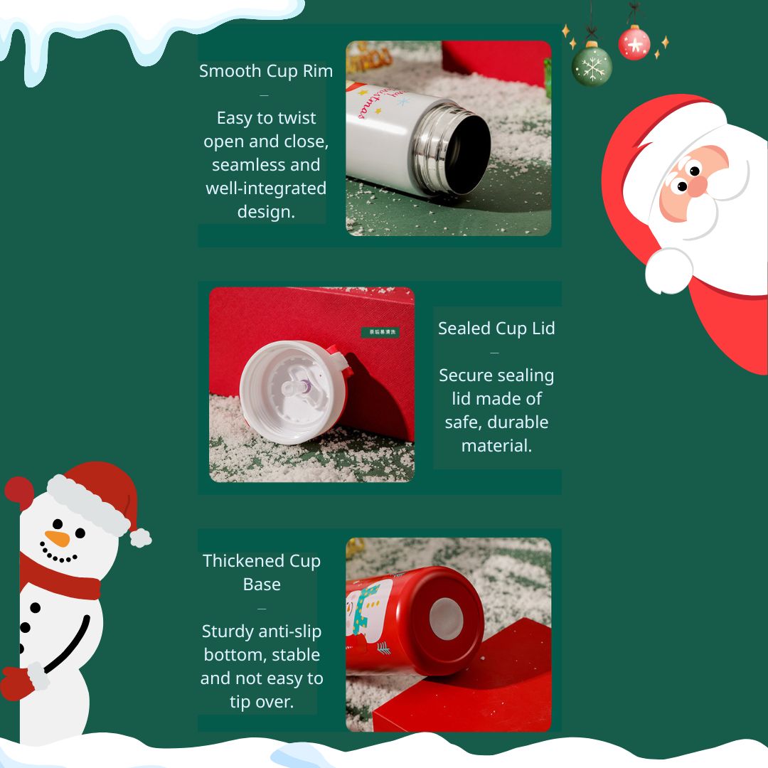 Christmas-themed Insulated Tumbler with Straw