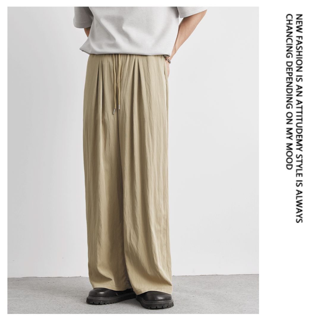 Draped Ice Silk Loose-Fit Casual Pants
