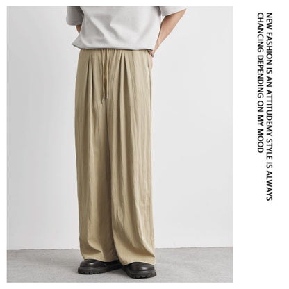 Draped Ice Silk Loose-Fit Casual Pants