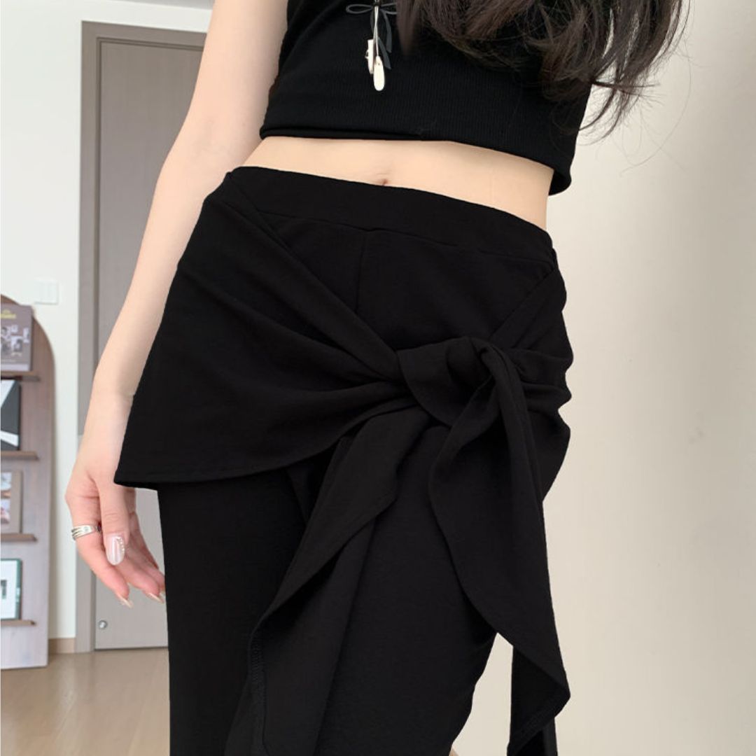 フェイクツーピースタイウエストフレアパンツ