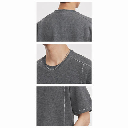 破線デザイン半袖Tシャツ