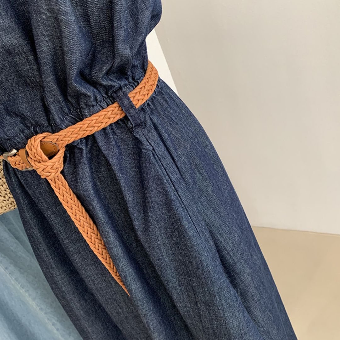 V Neck Lightweight Vintage Denim Dress