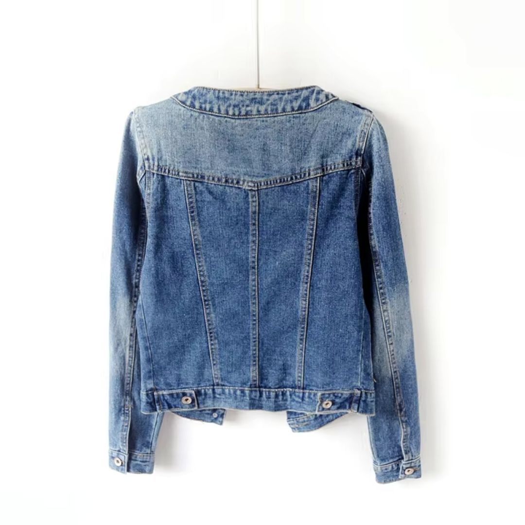 Round Neck Leisure Denim Jacket