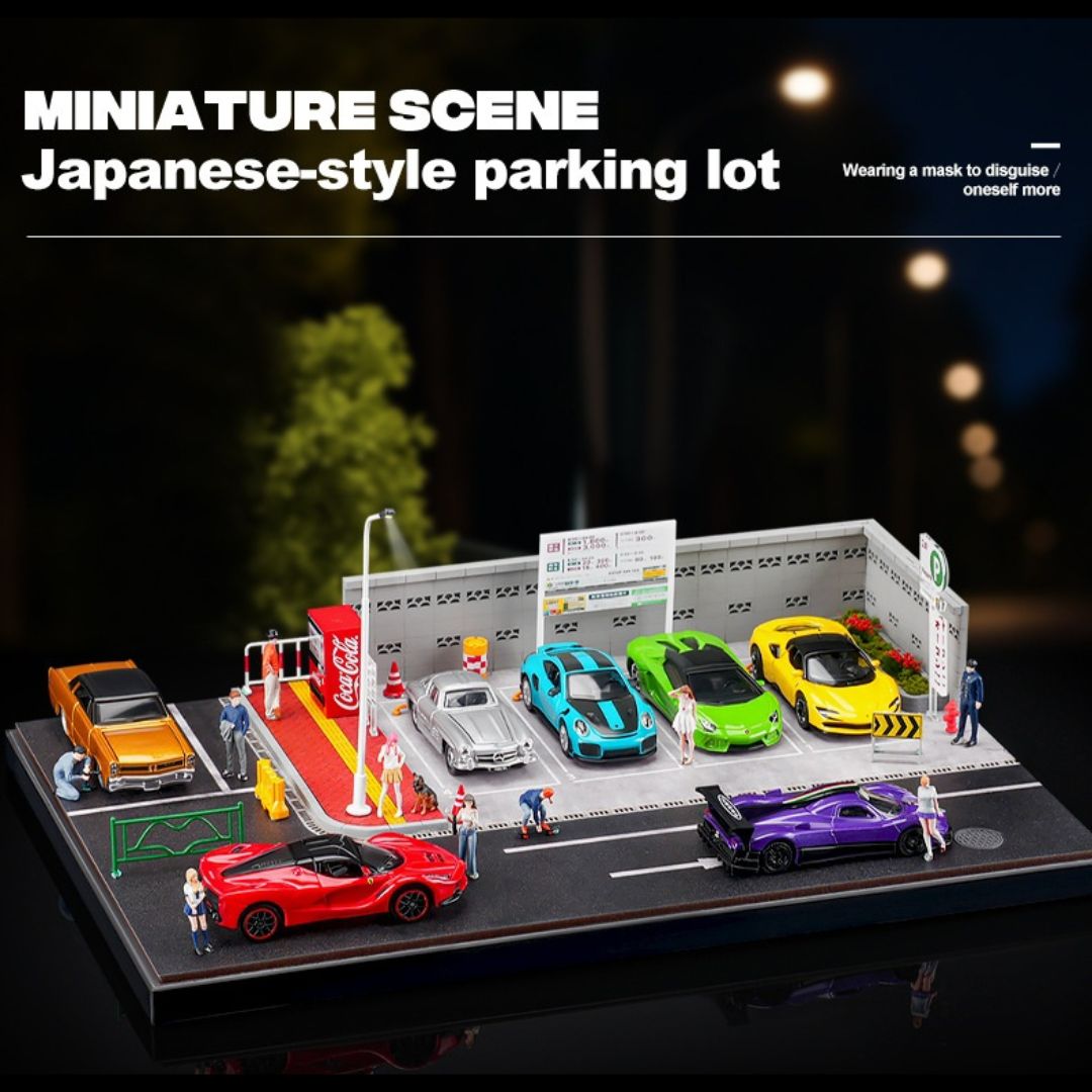 1:64日本の地上駐車場の照明シーン