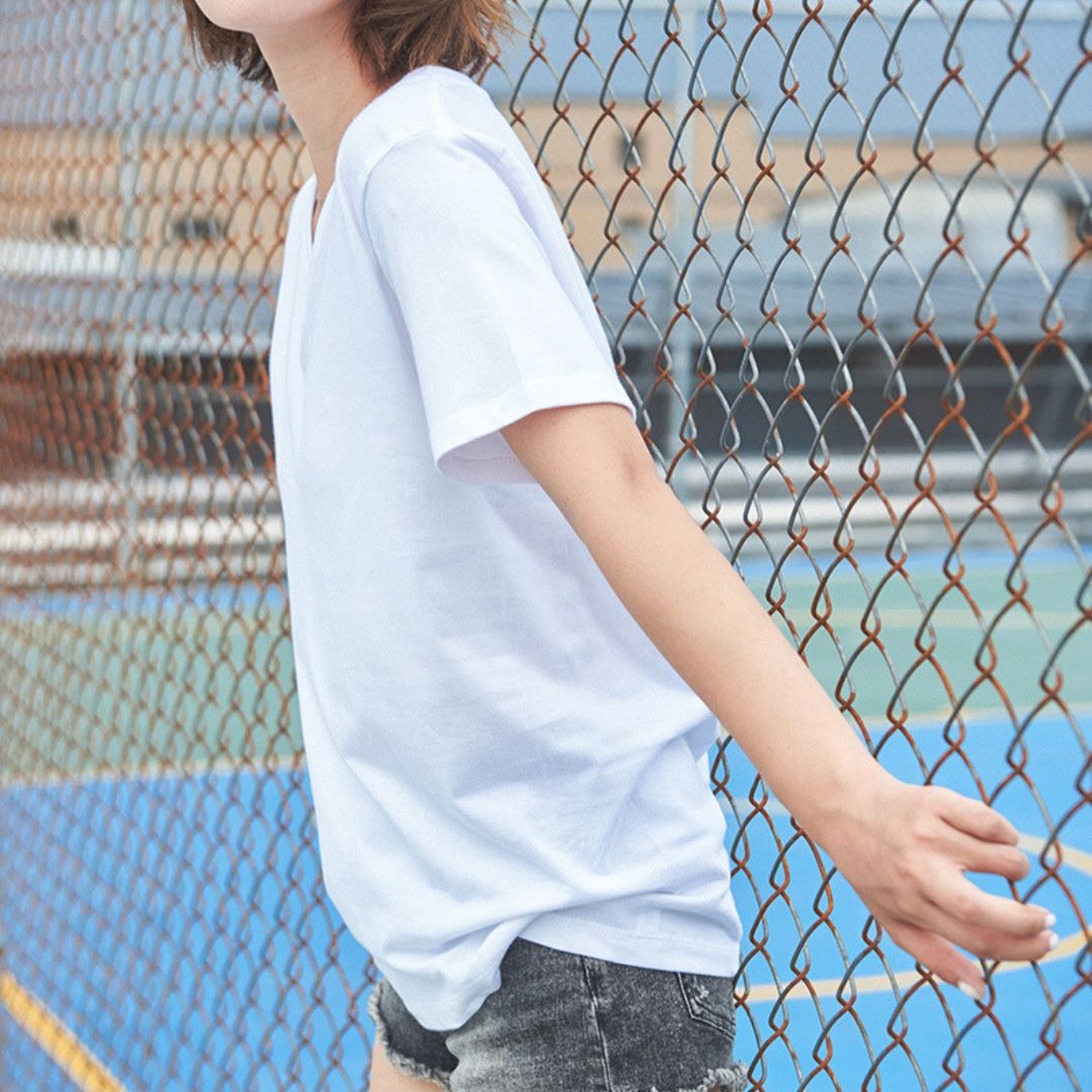 250g Pure Cotton V-Neck Short Sleeve T-Shirt (Min. 2 pcs)