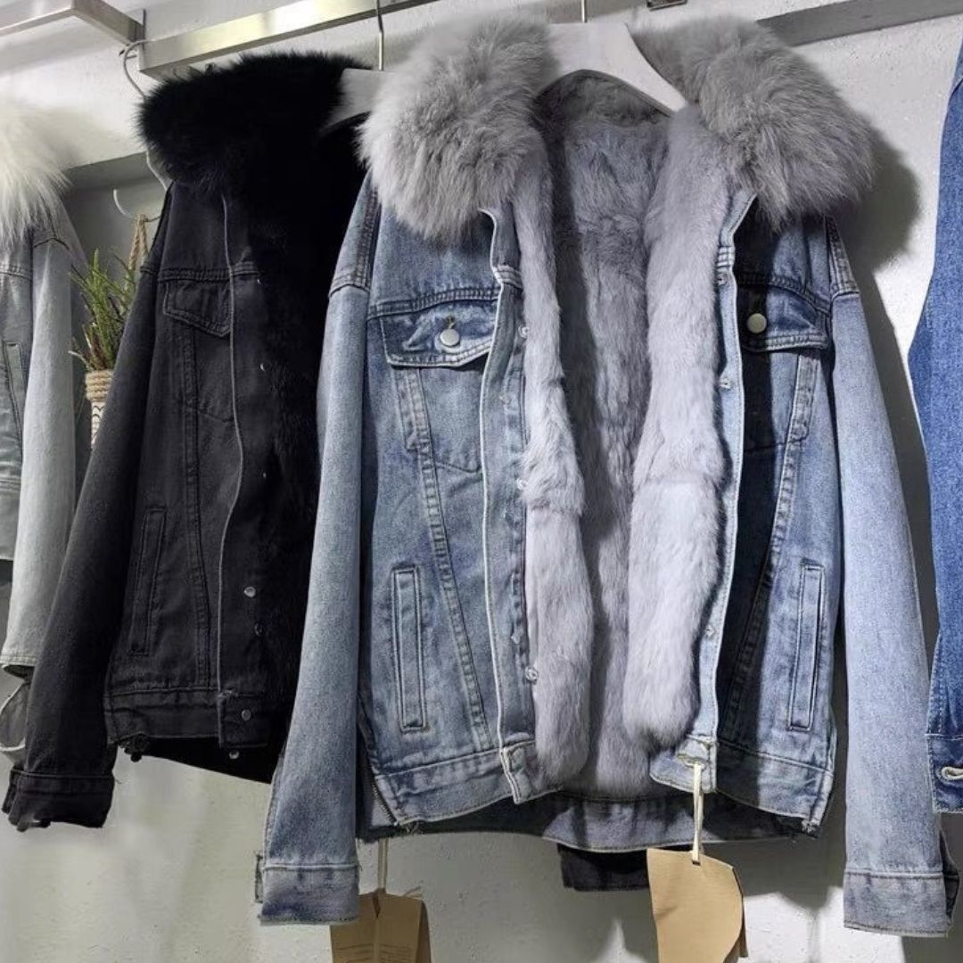 Japanese-Style Loose Fit Fleece-Lined Denim Jacket