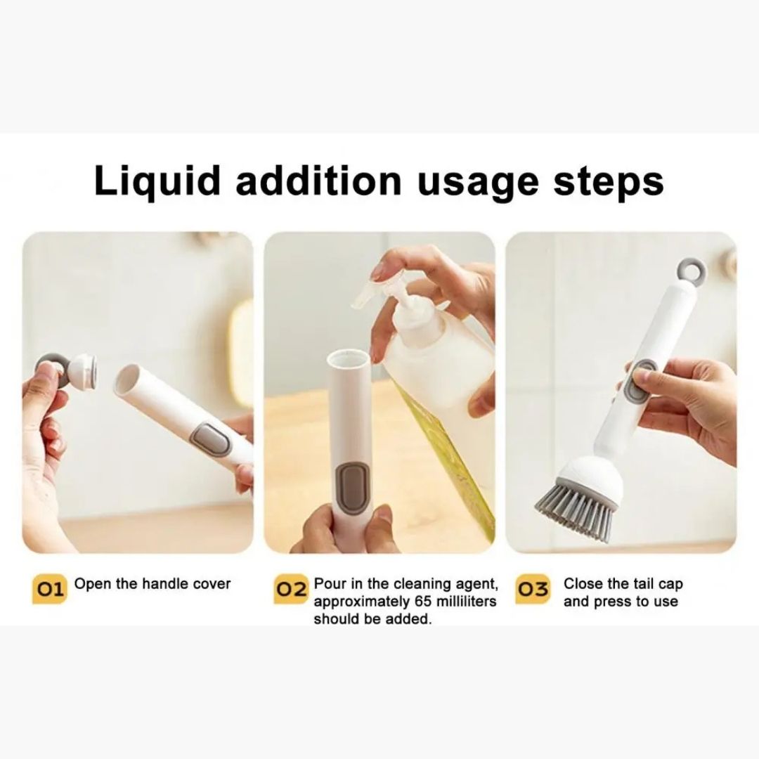 Rotating Long-Handle Soap-Dispensing Cleaning Brush