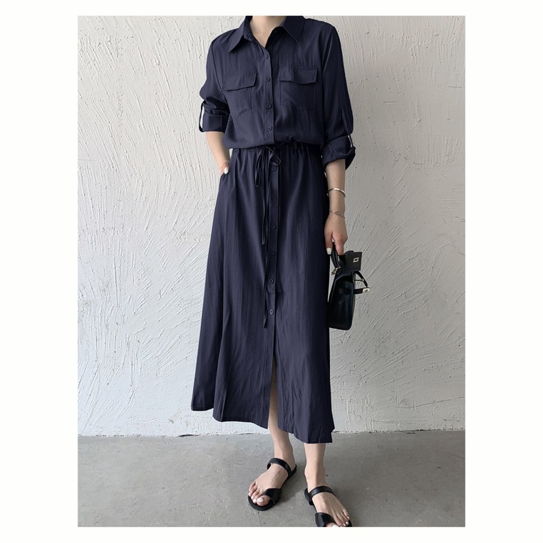 Minimalist Versatile Cinch Waist Maxi Dress