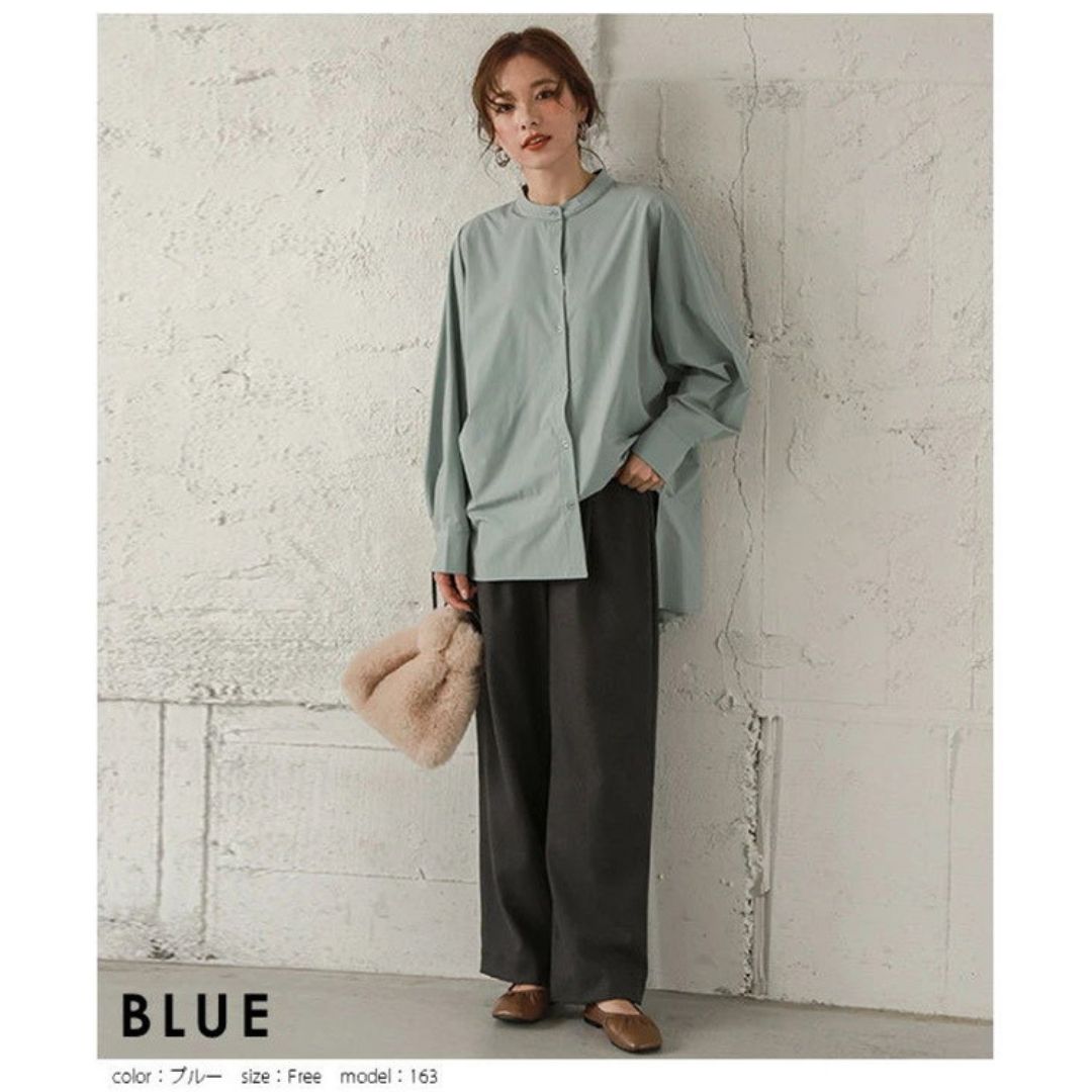 蝙蝠袖寬鬆立領開叉襯衣